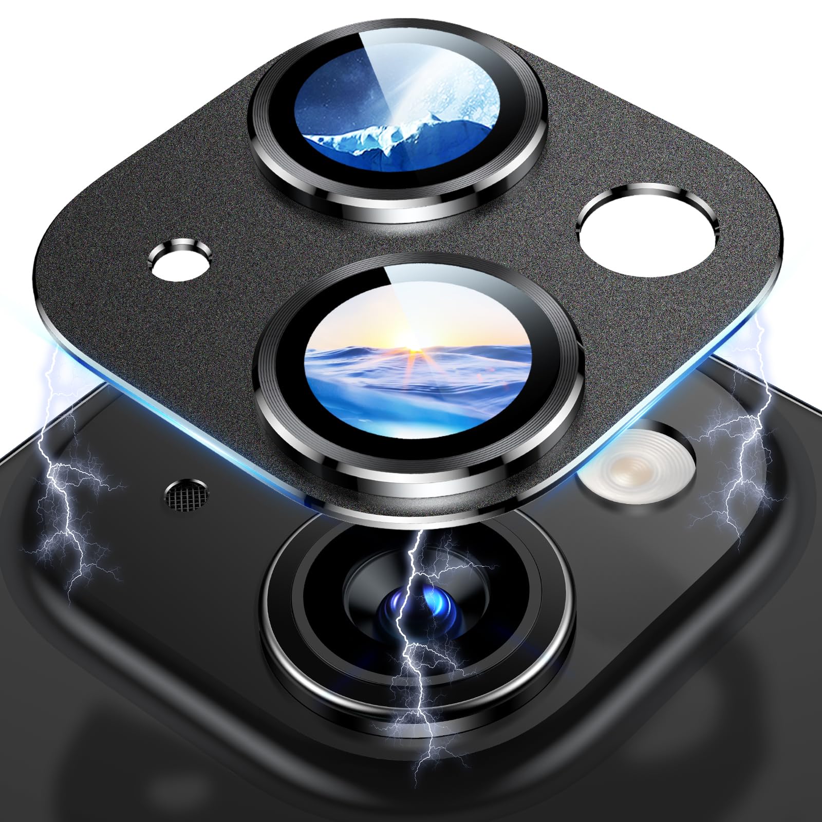 Uyiton Compatible with iPhone 17 Pro Max Camera Lens Protector - [Not Easy to Break][Strong Adsorption][Case-Friendly] Metal Tempered Glass Rear Camera Screen Cover - Deep Blue