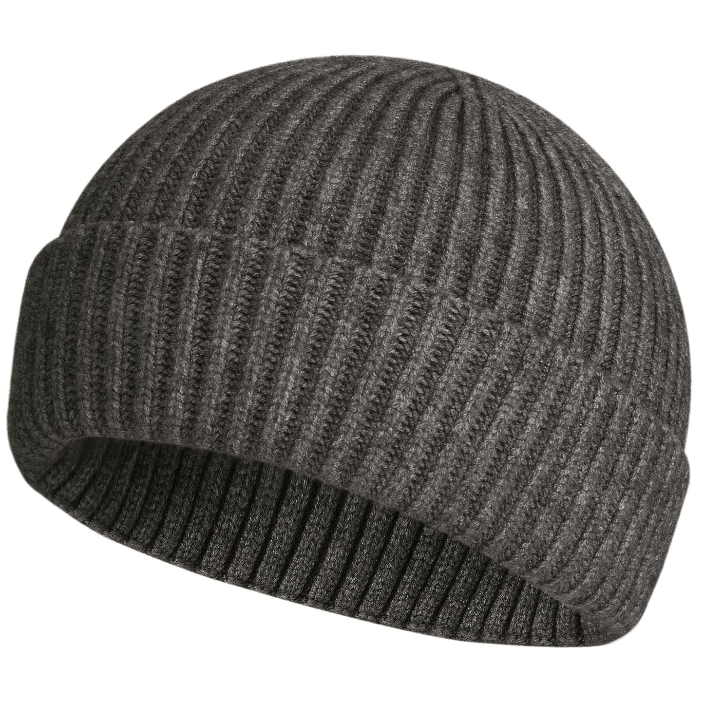 ROYBENS Swag Wool Knit Cuff Short Fisherman Beanie for Men Women, Winter Warm Hats