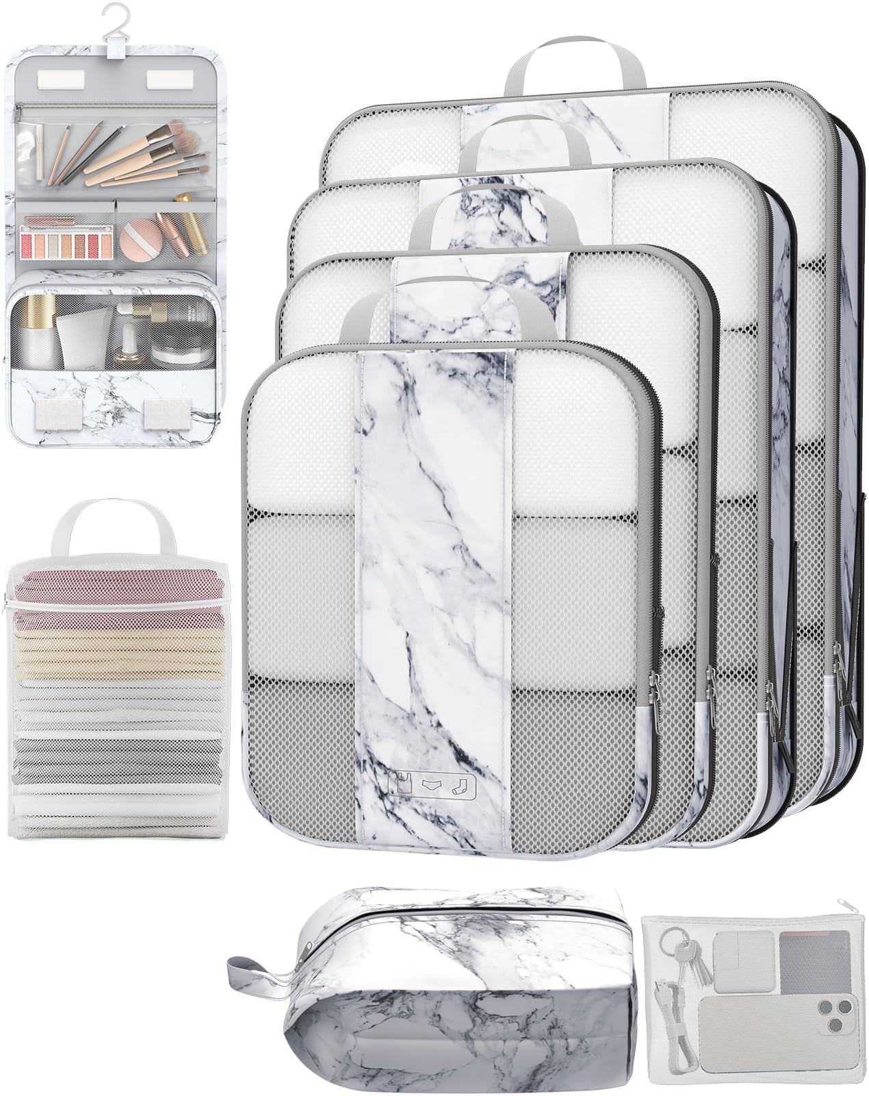 10 Set Compression Packing Cubes for Travel Essentials,Compressible Expandable Packing Cubes for Suitcase,OlarHike Luggage Organizer Bags for Travel,Handy Helper for Organizing Clothes(Black)