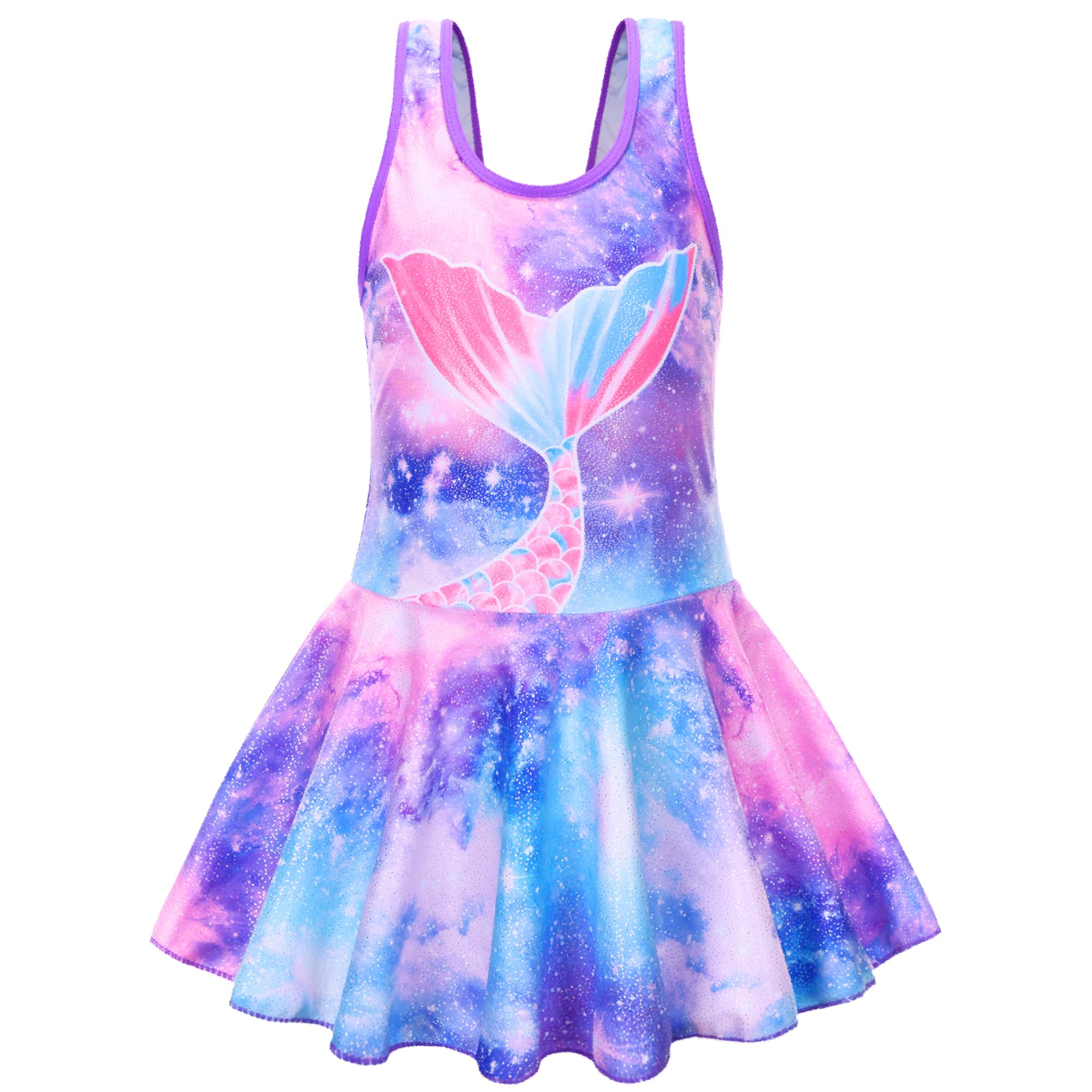 Akokvlar Girl One Piece Swimsuit with Skirt Bathing Suit Swimwear 3-16Y