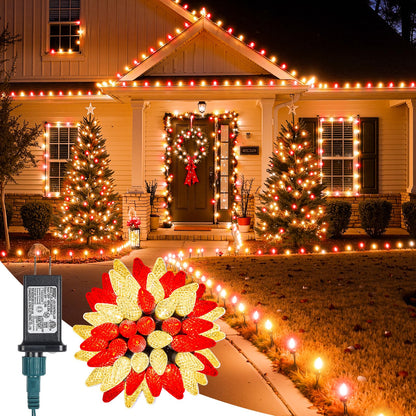C9-Christmas-Lights-Outdoor,85FT 110LED String Lights with 8 Lighting Mode,Waterproof Connectable UL Certified Warm White C9-Led-Christmas-Light-Decorations for House Yard Patio Roof Garden Decor