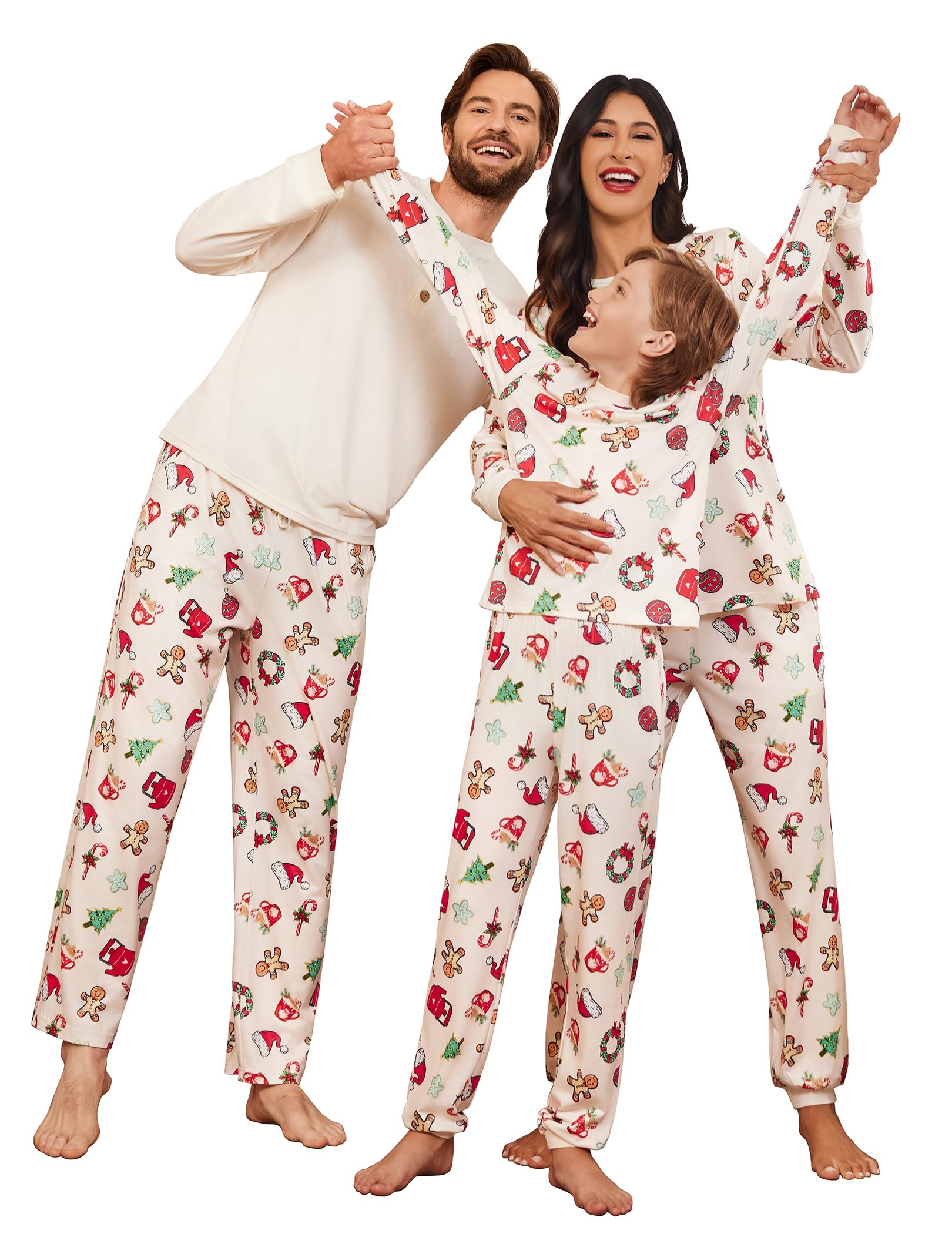 Ekouaer Family Christmas Pajamas Matching Sets Womens Mens Pjs Long Sleeve Sleepwear Holiday Lounge Sets