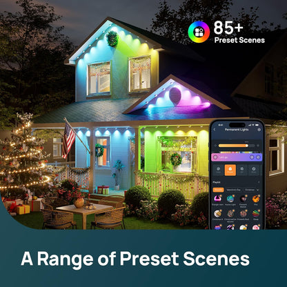 Linkind Permanent Outdoor Lights HP5,Smart AI RGBTW 100ft Christmas Lights, 85 Scenes Modes for Daily Holiday Christmas Decorations,IP67 Waterproof, Compatible with Alexa,Google Assistant