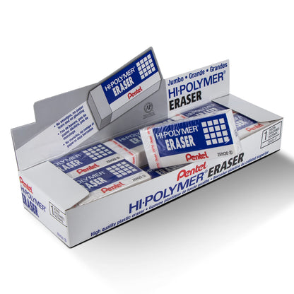 Pentel Arts Hi-Polymer White Cap Erasers, Pack of 10 (ZEH02PABP10)