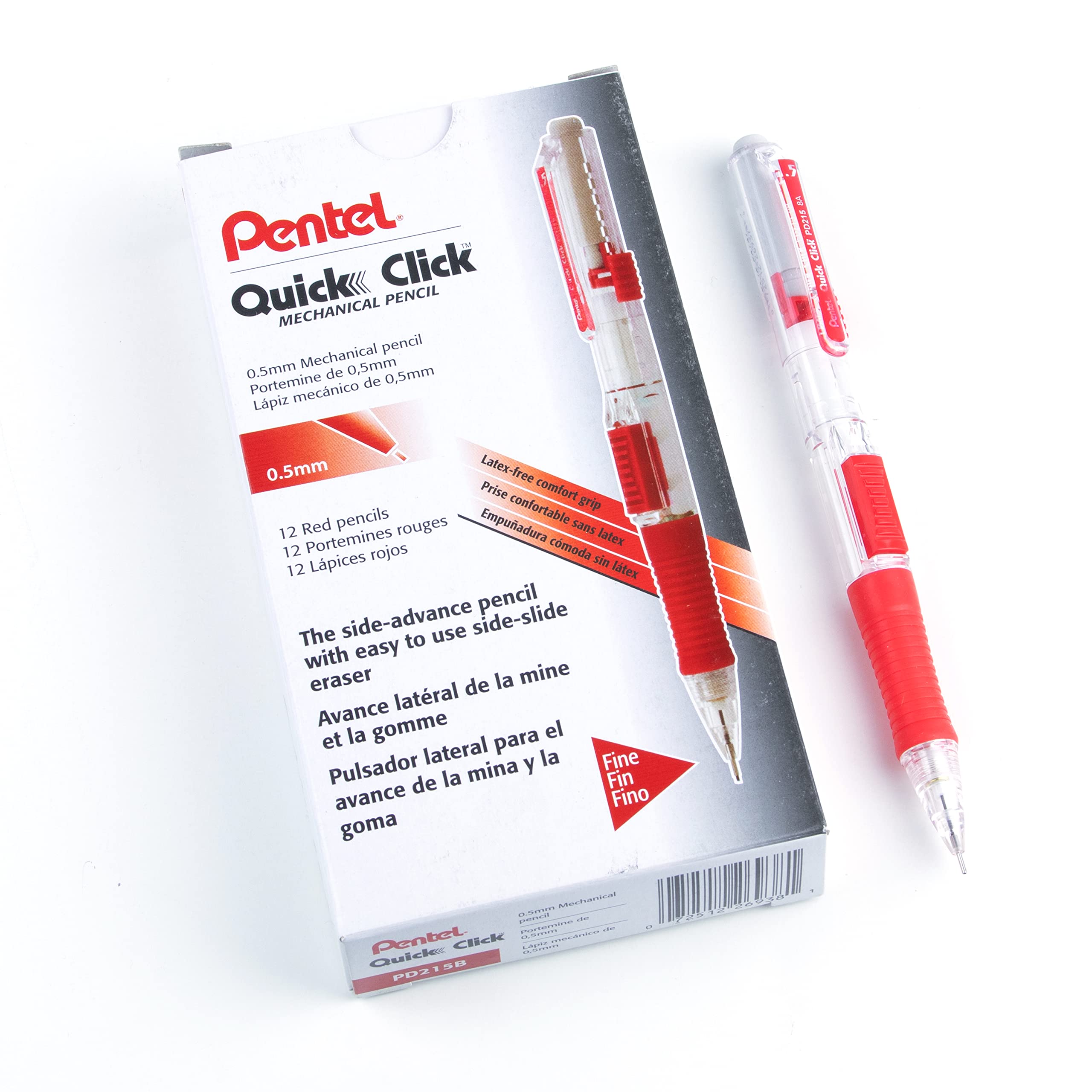 Pentel Quick Click Mechanical Pencil, (0.7mm), Medium, Gray Barrel, Box of 12 Pencils (PD217N)