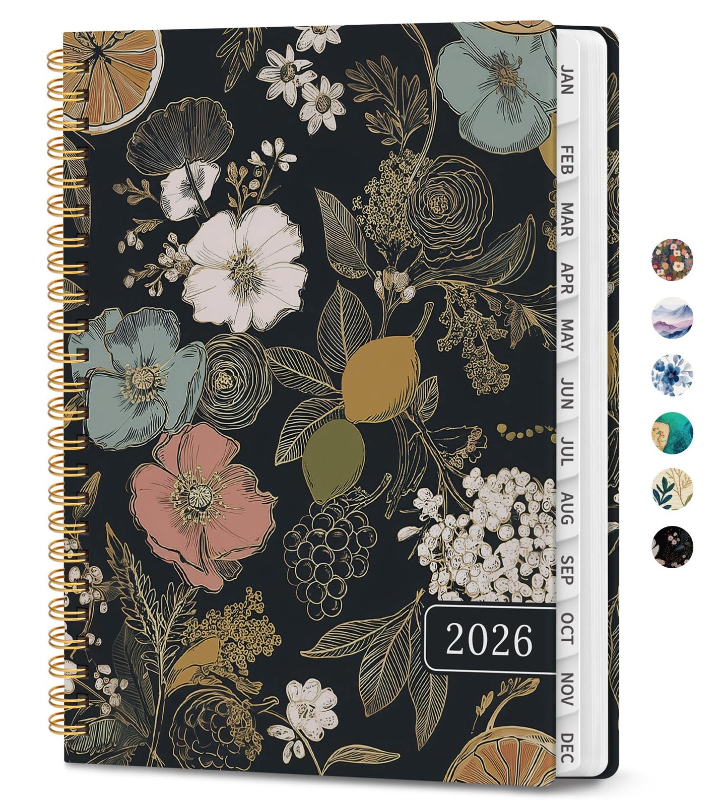 Hardcover 2026 Planner, Weekly and Monthly Calendar, Jan - Dec 2026 Planner Book with Tabs for Women, Inner Pocket, Spiral Bound, Perfect for Office/Home/School Supplies, Petals, A5, 6.3" x 8.5"