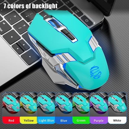 Bluetooth Gaming Mouse, RGB Rechargeable USB Wireless Mouse, Quiet Click, LED Backlit, Ergonomic, with Side Button, 6 Button, DPI Adjustable, Computer Mice for Laptop PC MacBook Chromebook - Grey