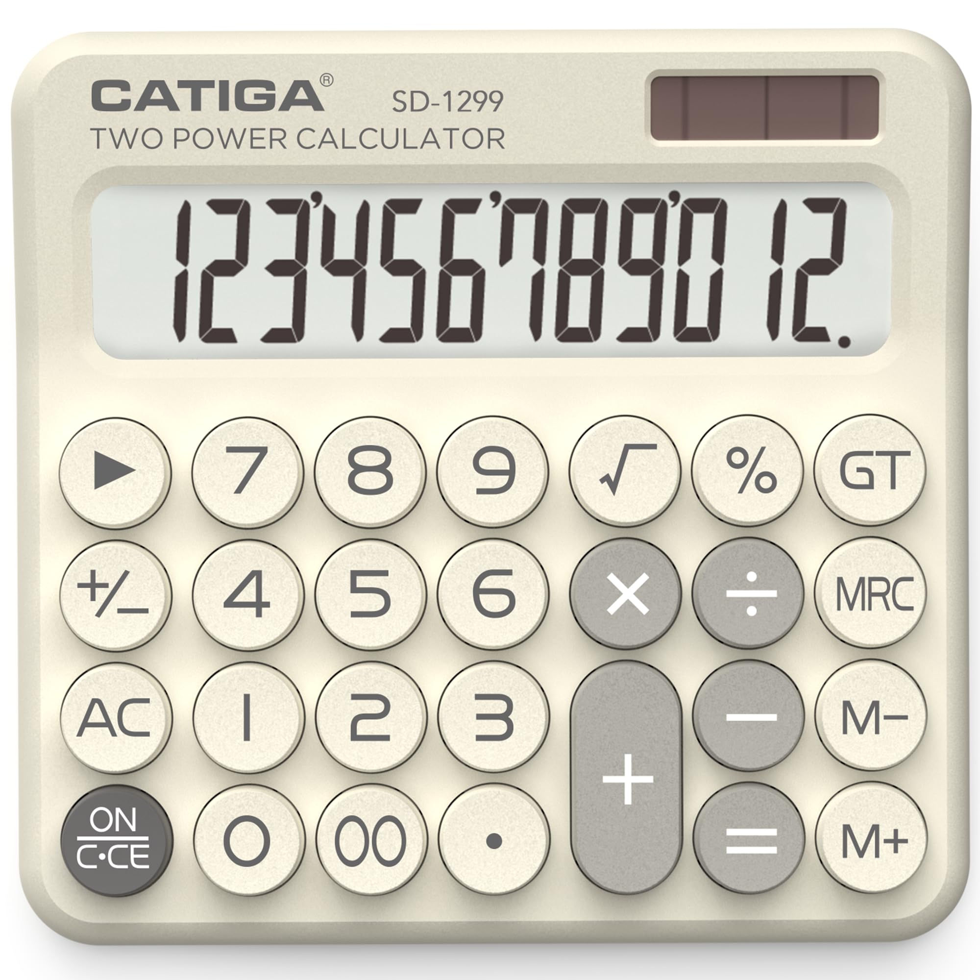 CATIGA Desktop Calculator 8 Digit with Solar Power and LCD Display, Big Buttons, for Home, Office, School, Class and Business, 4 Function Small Basic Calculators for Desk, CD-8185