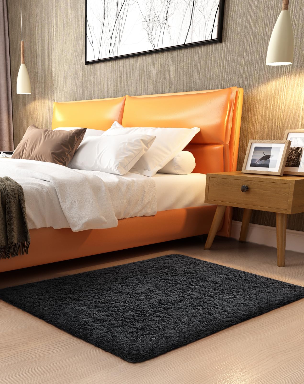 Ophanie Area Rugs for Bedroom Living Room, Grey Fluffy Fuzzy Shag Shaggy Soft Plush Carpet, 4x6 Indoor Floor Gray Rug for Kids Home Dorm Decor Aesthetic