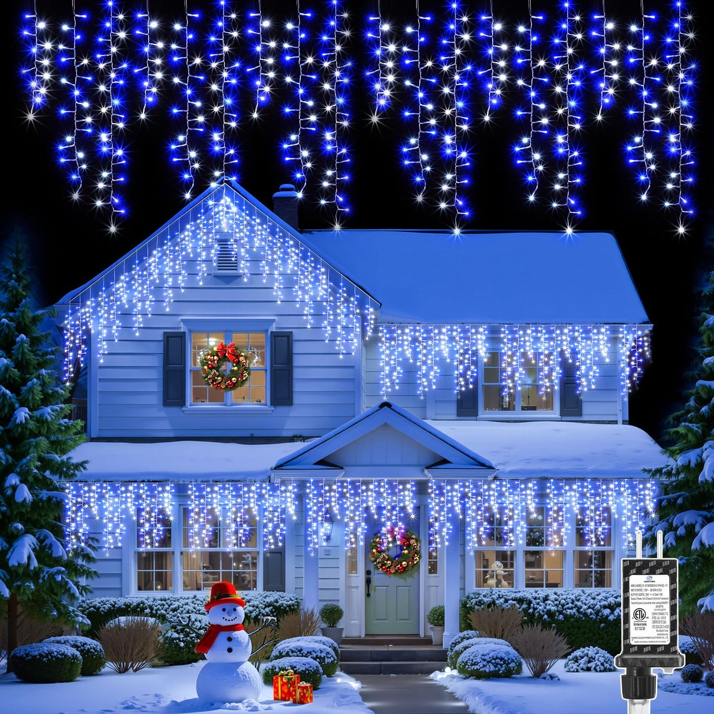 Brightown Icicle Christmas Lights Outdoor, 33FT 1020 LED Cluster Icicle Lights with 51 Drop,12 Mode, Connectable Firecracker Light with Timer, Waterproof Christmas Light Outdoor, Warm White