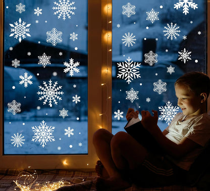 1000Pcs Snowflake Christmas Window Clings - Snowflake Christmas Window Decorations Stickers for Glass Windows Christmas Decorations Indoor Wtiner Holiday Office Bedroom Decor (10 Sheets)