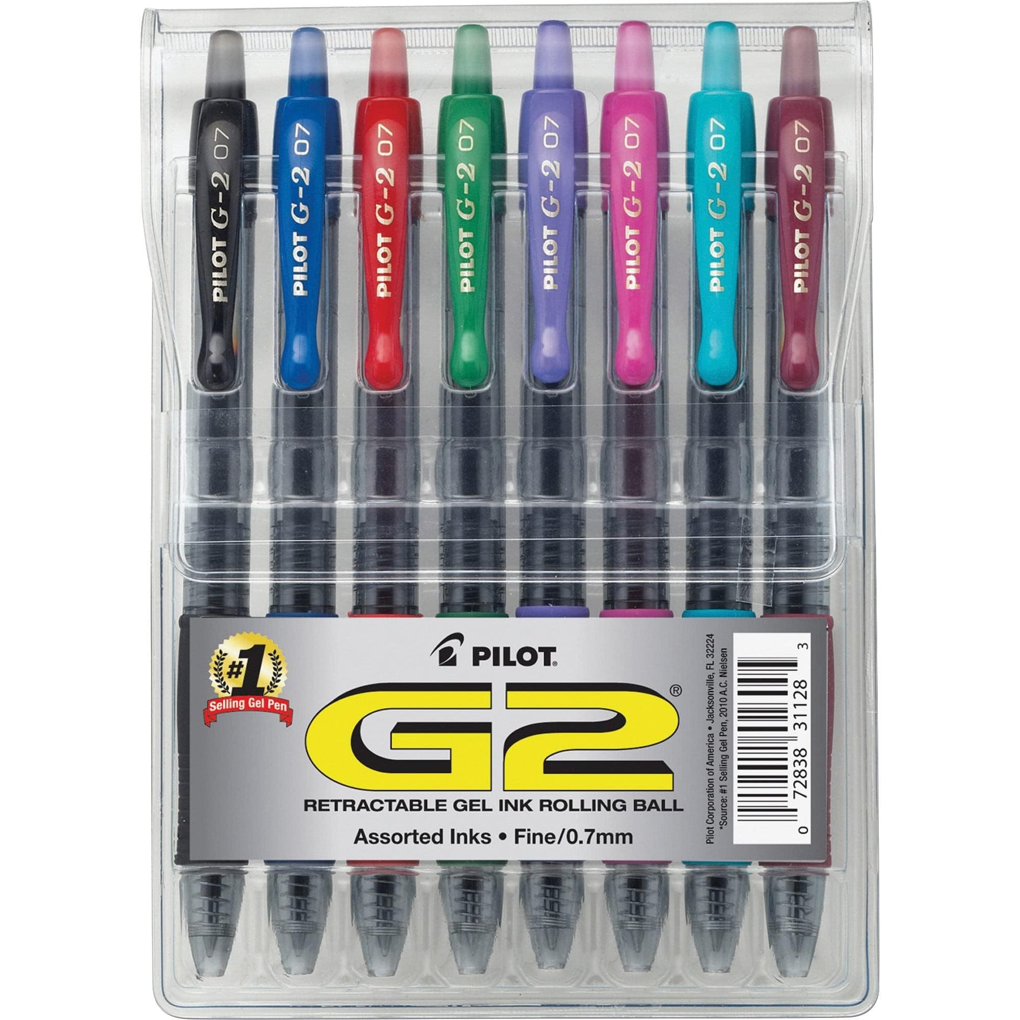 Pilot G2 Premium Gel Pens, Gel Roller Pens, Fine Point 0.7 mm Assorted Colors 8
