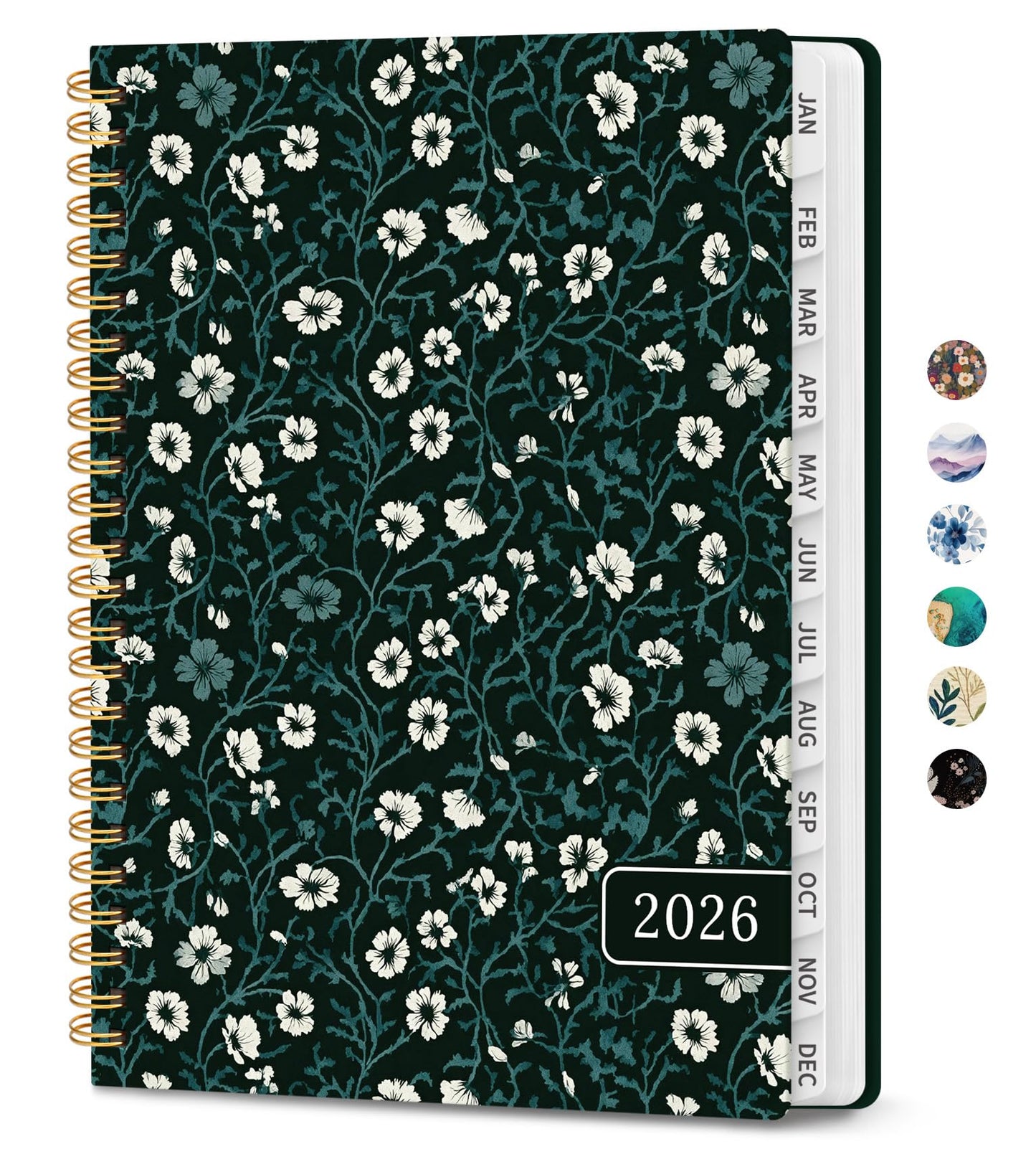 Hardcover 2026 Planner, Weekly and Monthly Calendar, Jan - Dec 2026 Planner Book with Tabs for Women, Inner Pocket, Spiral Bound, Perfect for Office/Home/School Supplies, Petals, A5, 6.3" x 8.5"