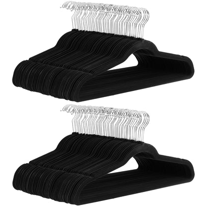 Amazon Basics Slim, Velvet, Non-Slip Suit Clothes Hangers, Pack of 50, Black