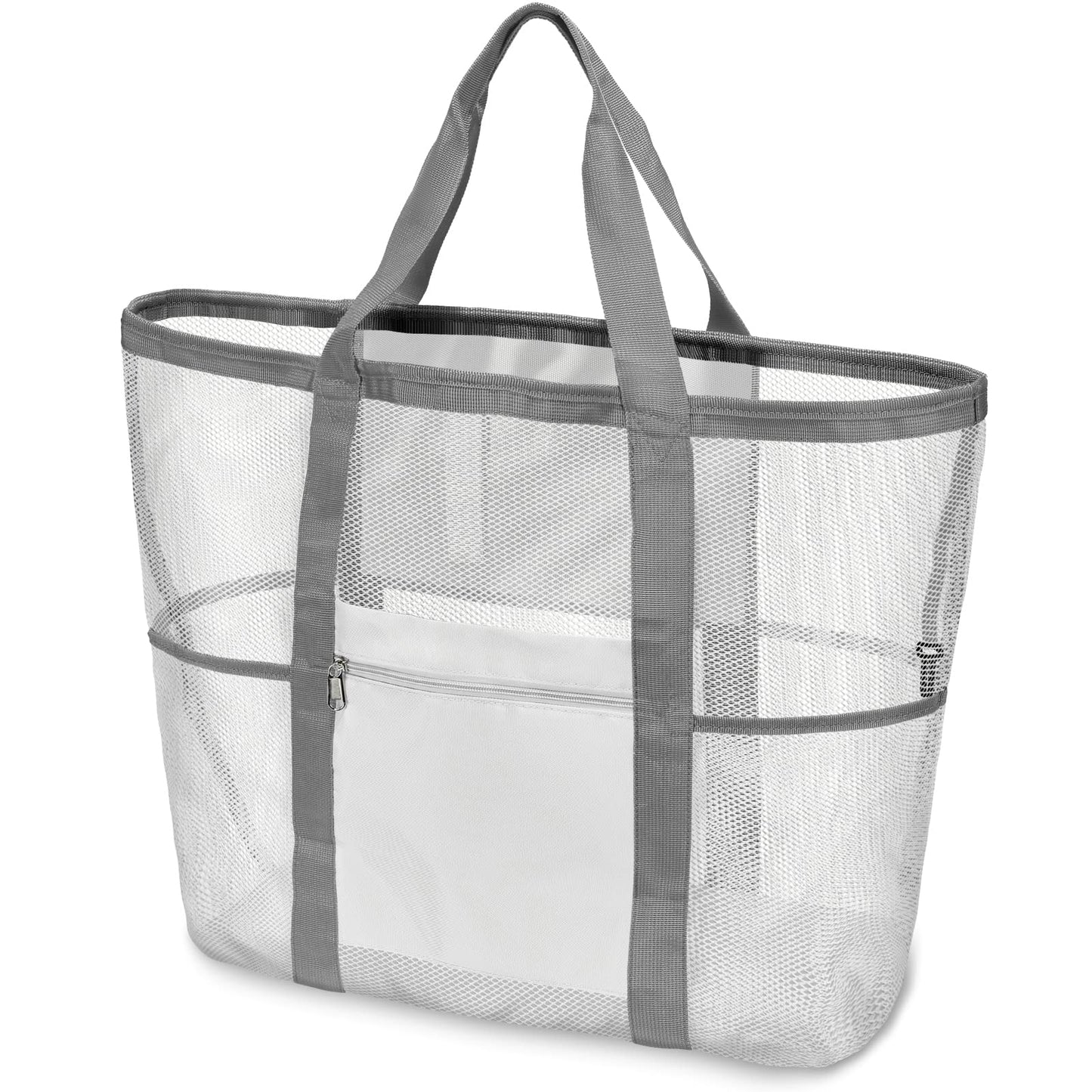 F-color Mesh Beach Bag Family - 9 Pockets Large Beach Tote for Cruise Vacation Essentials