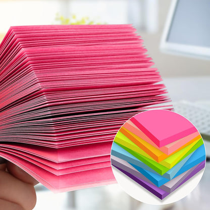 (18 Pads) Sticky Notes 3x3 inch, Self-Stick Pads Bright Colors Sticky Note, Recyclable, Easy to Post for Home, Office, Notebook