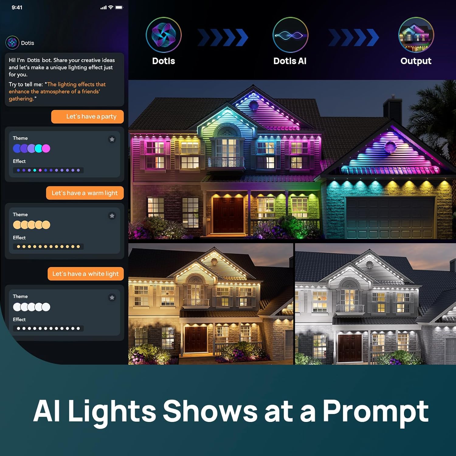 Linkind Permanent Outdoor Lights HP5,Smart AI RGBTW 100ft Christmas Lights, 85 Scenes Modes for Daily Holiday Christmas Decorations,IP67 Waterproof, Compatible with Alexa,Google Assistant