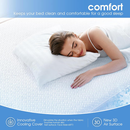 Cooling Waterproof Mattress Protector King Size, Mattress Cover 3D Air Fabric Mattress Pad Cover Smooth Soft Breathable Noiseless, 8''-21'' Deep Pocket