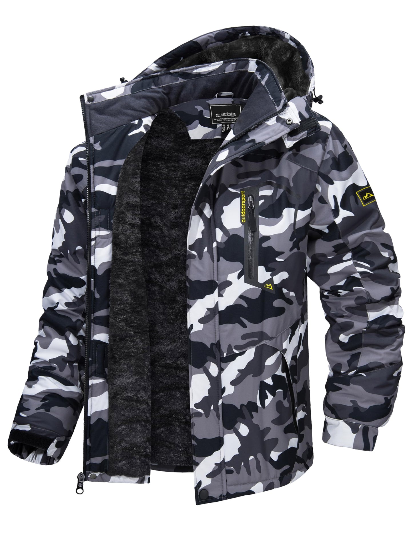 TACVASEN Men's Winter Skiing Jackets Water Resistant Fleece Coats Insulated Thermal Snowboard Jacket Parka Raincoat with Hood