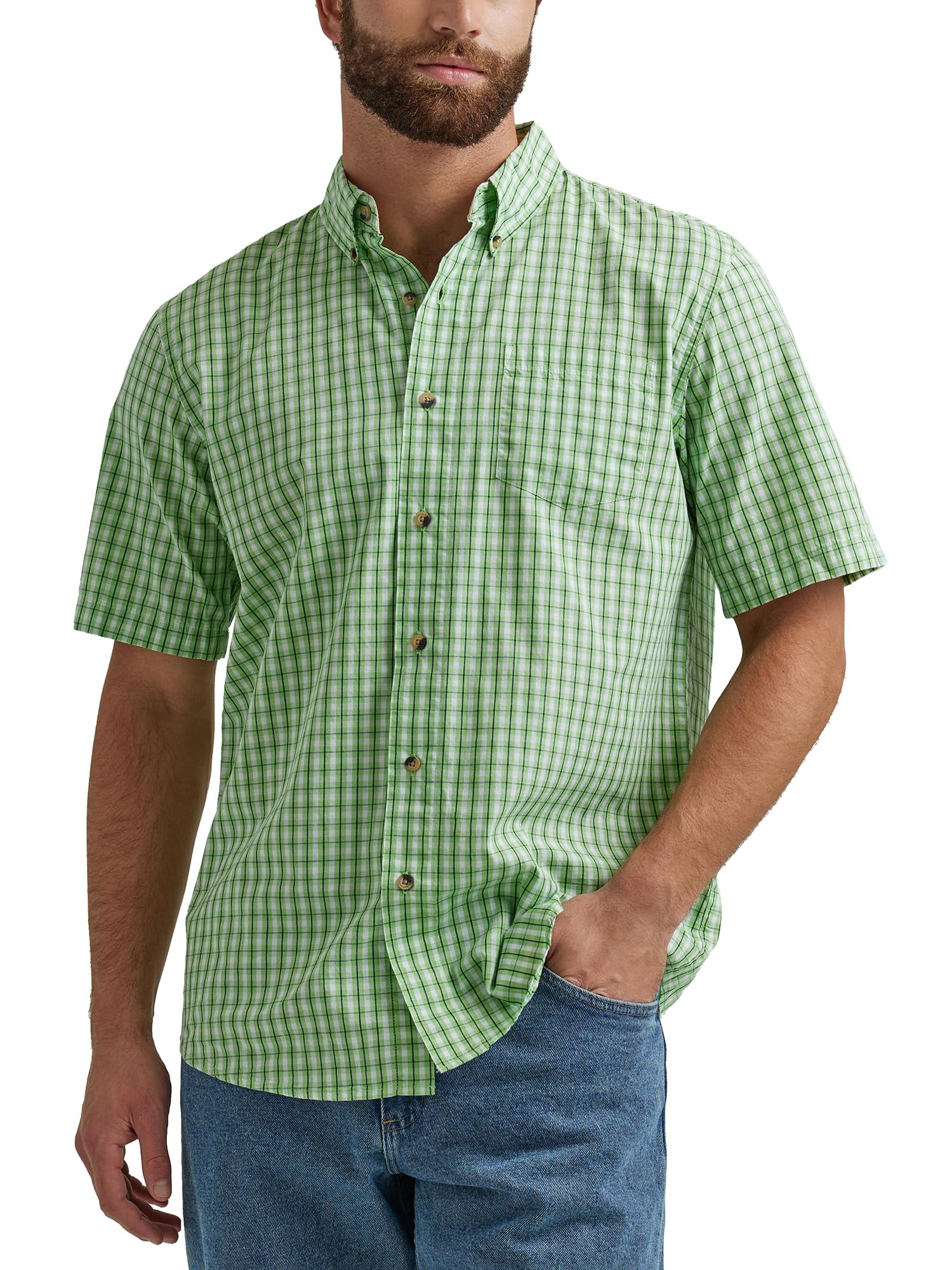 Wrangler Authentics Men's Short Sleeve Classic Plaid Shirt