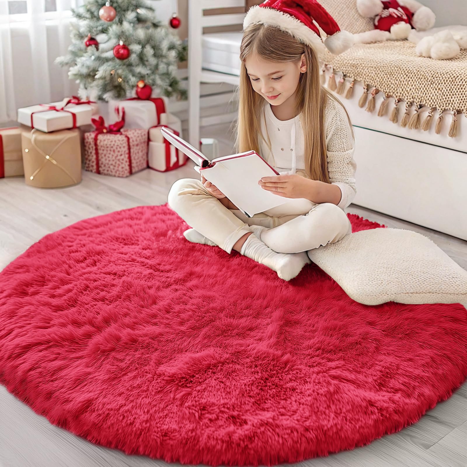 OLANLY Area Rugs for Living Room Bedroom, Machine Washable 4x5.9 ft Soft Fluffy Shaggy Bedside Rug, Indoor Floor Carpet for Kids Girls and Boys, Dorms, Nursery Rooms, Home Decor Aesthetic, Grey
