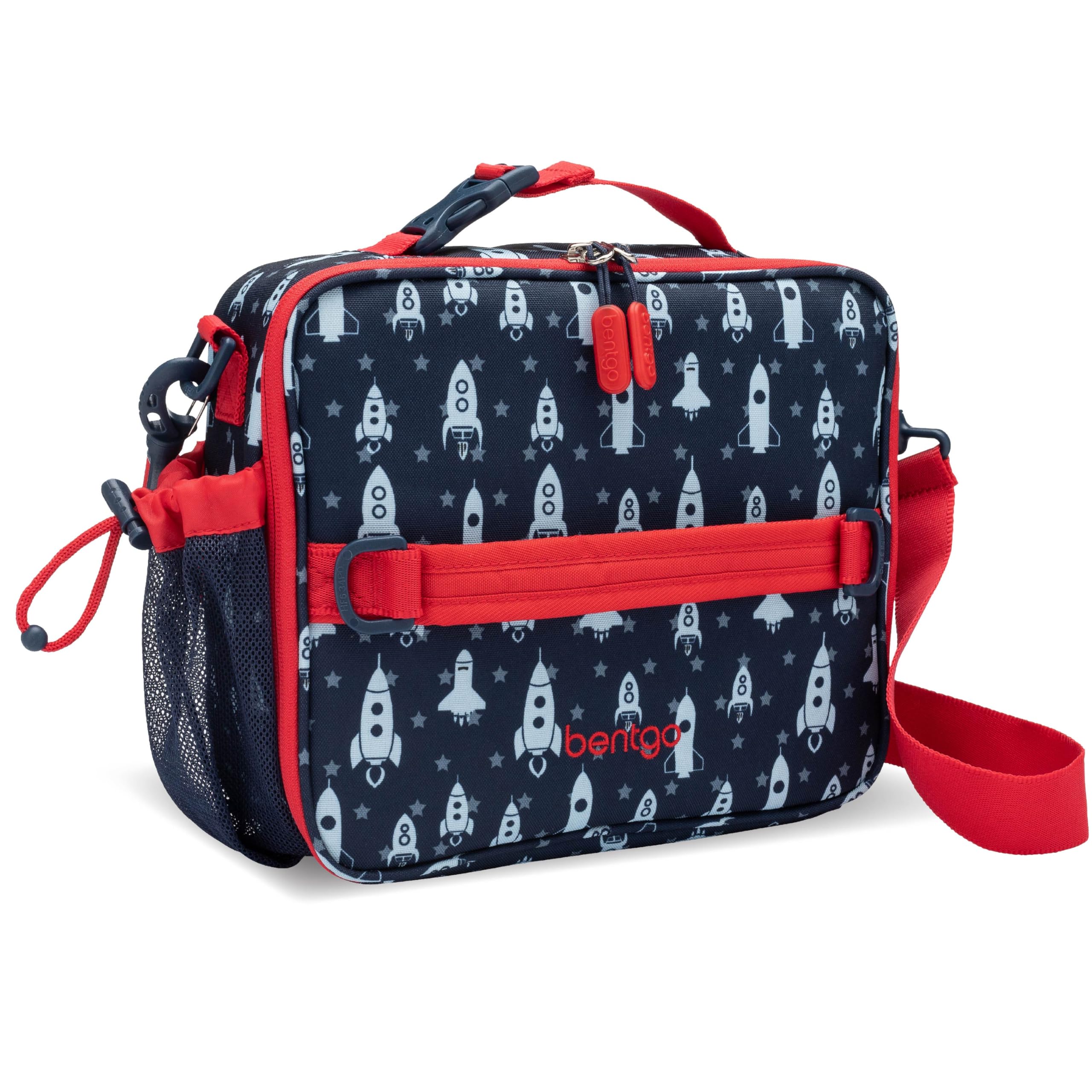 Bentgo Kids Lunch Bag - Double-Insulated, Reusable Lunch Bag for Kids 3+ with Adjustable Strap; Holds Lunch Box/Water Bottle/Snacks; Easy-Clean, Water-Resistant & Pockets (Sports)
