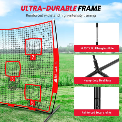 BAGAIL Football Throwing Net - 9 Target Pockets, Easy Setup, Heavy-Duty - Portable QB Accuracy Trainer, Fun Target Practice Net for Football with Carry Bag