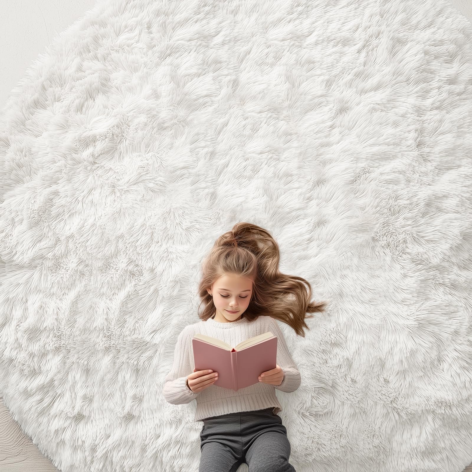 OLANLY Area Rugs for Living Room Bedroom, Machine Washable 4x5.9 ft Soft Fluffy Shaggy Bedside Rug, Indoor Floor Carpet for Kids Girls and Boys, Dorms, Nursery Rooms, Home Decor Aesthetic, Grey