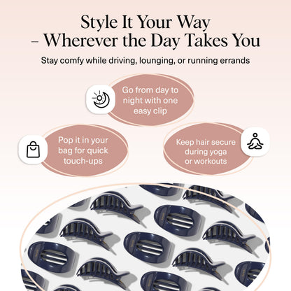 Kitsch Medium Flat Claw Clips for Women - Stylish Flat Hair Clips, Strong Hold for Thick & Fine Hair | Non-Slip for Secure, Comfortable All-Day Wear | Ideal Gifts for Women - Tortoise Design