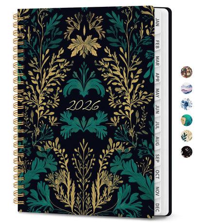 Hardcover 2026 Planner, Weekly and Monthly Calendar, Jan - Dec 2026 Planner Book with Tabs for Women, Inner Pocket, Spiral Bound, Perfect for Office/Home/School Supplies, Petals, A5, 6.3" x 8.5"