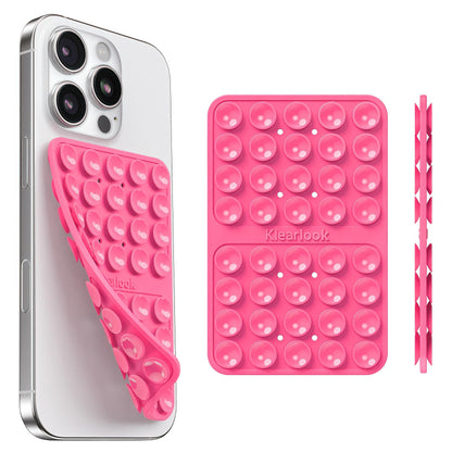 Klearlook Silicone Suction Cup Phone Case Mount Double Sided, Sticky Phone Grip with Higher Suction Power for Cell Phone, Hands-Free Phone Accessories Holder for Selfies and Videos, Transparent