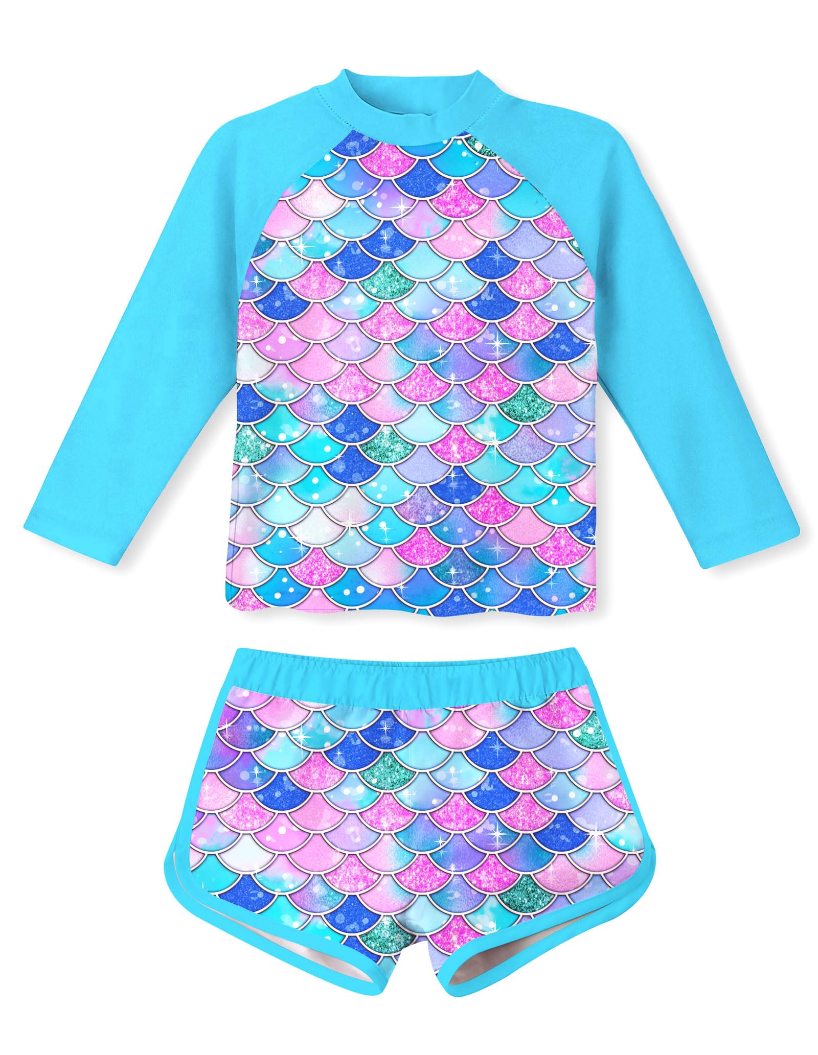 Vogseek Girls Rash Guard Two Pieces Swimsuit Long Sleeve Bathing Suit for 3-10 Years