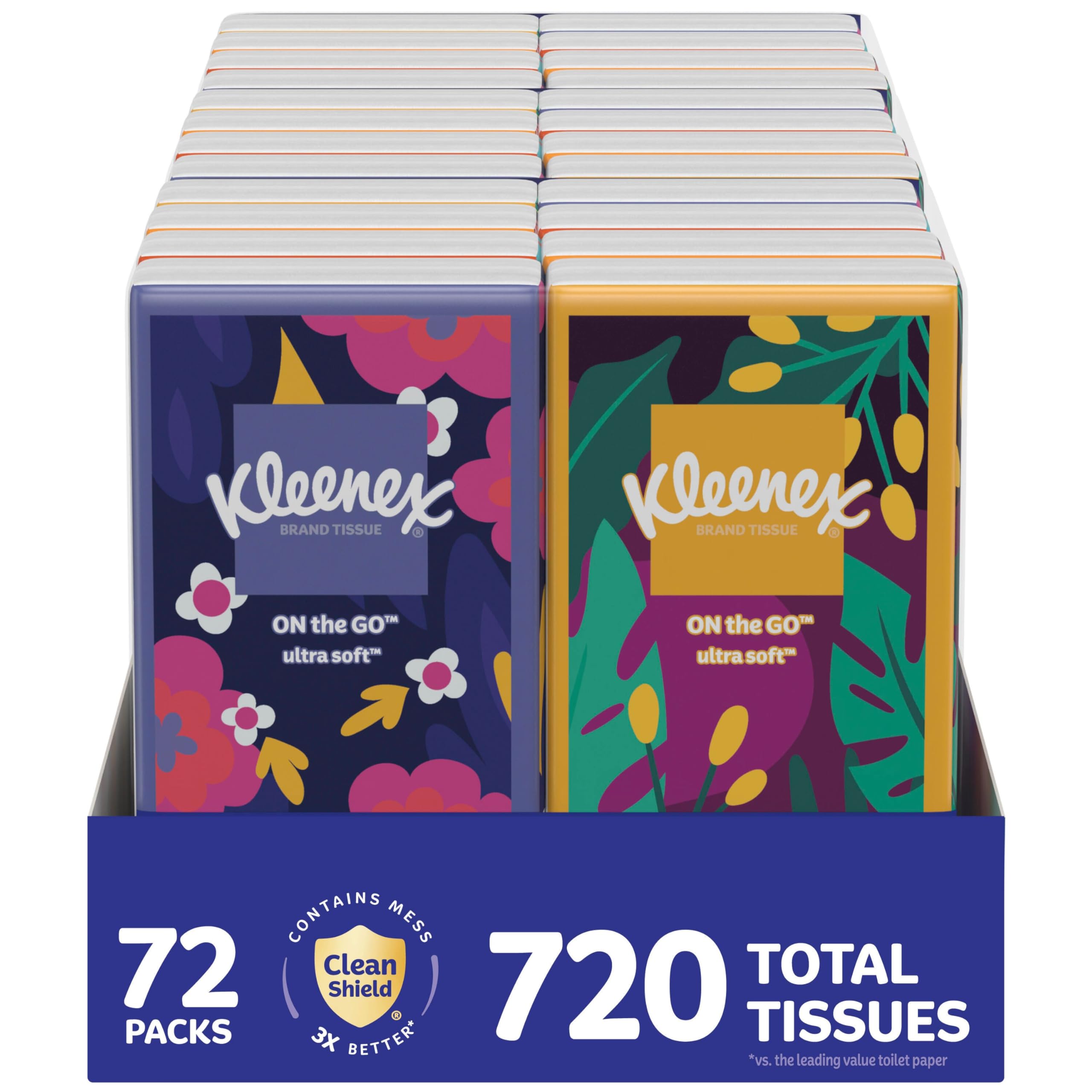 Kleenex On-The-Go Facial Tissues, 8 On-The-Go Packs, 10 Tissues per Box, 3-Ply (80 Total), Packaging May Vary