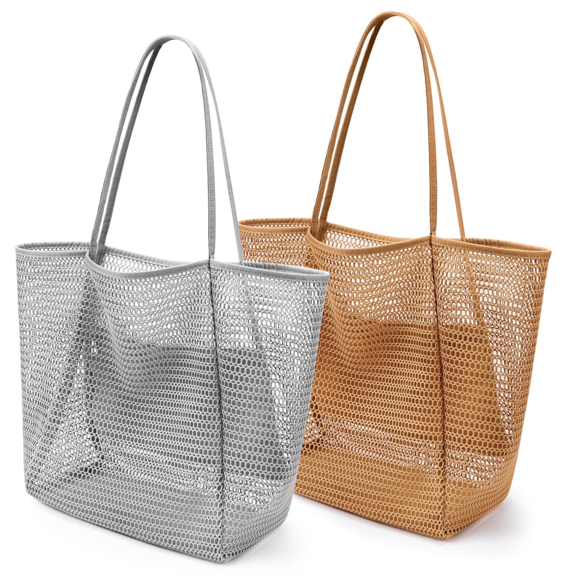 VOROLO Mesh Tote Beach Bag,Women Fairycore Hobo Bag,Shoulder Bag,Soft Summer Casual Crochet Bags