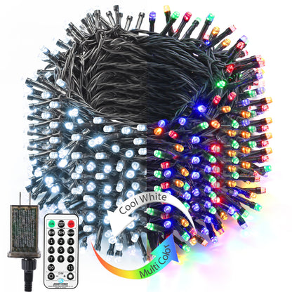 Brizled Christmas Lights, 344.16ft 1000 LED Color Changing Christmas String Lights with Remote, 11 Modes Xmas Tree Light Warm White & Multicolor Xmas Light Green Wire for Home Wedding Party