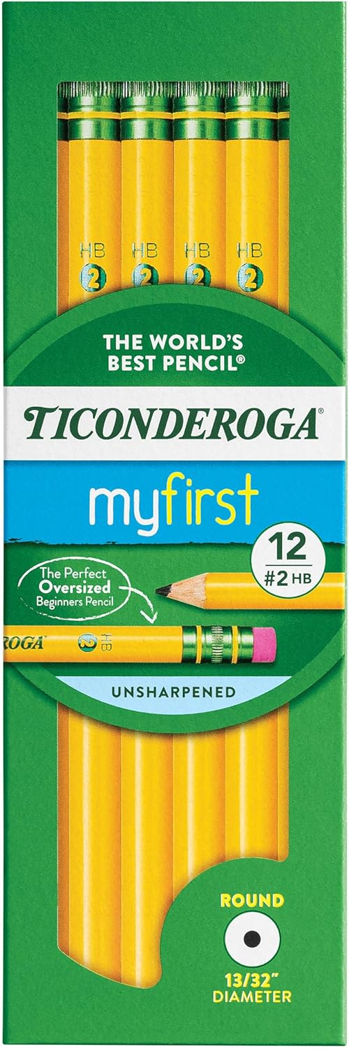 Ticonderoga® Beginners' Elementary Pencils, With Eraser, #2 Lead, Yellow Barrel, Pack Of 12