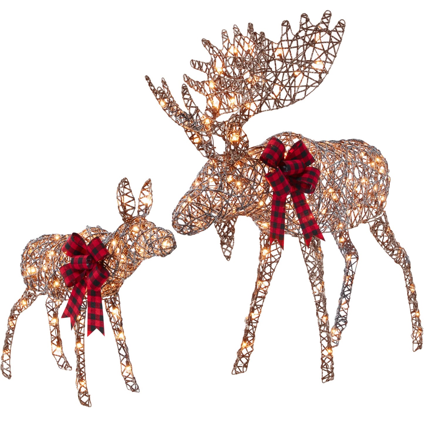 Best Choice Products 5ft 2-Piece Moose Family, Lighted Outdoor Christmas Yard Decoration, Light-Up Décor Set w/ 370 LED Lights, Zip Ties - Gold