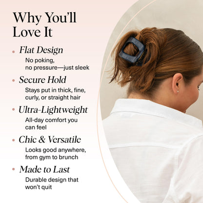 Kitsch Medium Flat Claw Clips for Women - Stylish Flat Hair Clips, Strong Hold for Thick & Fine Hair | Non-Slip for Secure, Comfortable All-Day Wear | Ideal Gifts for Women - Tortoise Design