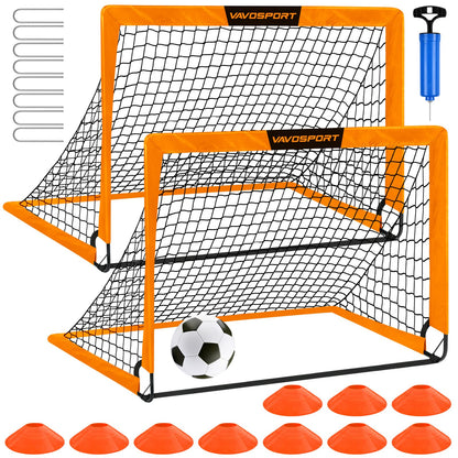 Kids Soccer Goals for Backyard Set - 2 of 4' x 3' Portable Soccer Goal Training Equipment, Pop Up Toddler Soccer Net with Soccer Ball, Soccer Set for Kids and Youth Games, Sports