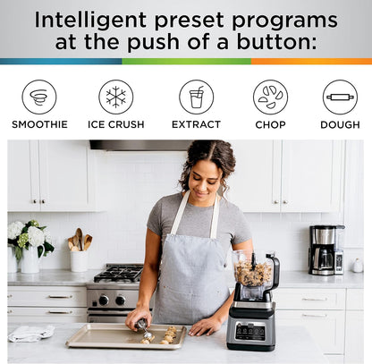 Ninja BN801 Professional Plus Kitchen System, 1400 WP, 5 Functions for Smoothies, Chopping, Dough & More with Auto IQ, 72-oz.* Blender Pitcher, 64-oz. Processor Bowl, (2) 24-oz. To-Go Cups, Grey