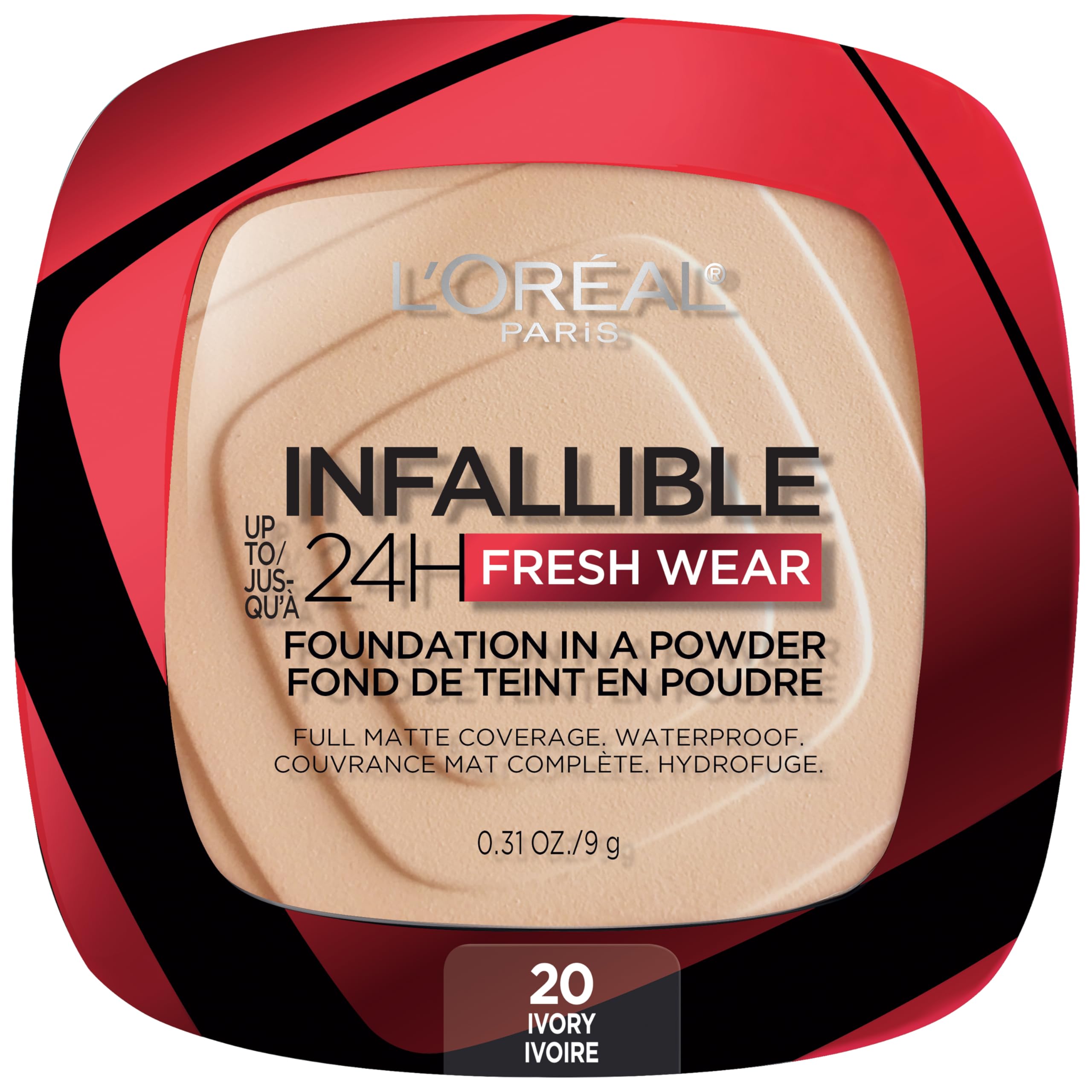 L'Oreal Paris Makeup Infallible Fresh Wear Foundation in a Powder, Up to 24H Wear, Waterproof, Ivory Buff, 0.31 oz.