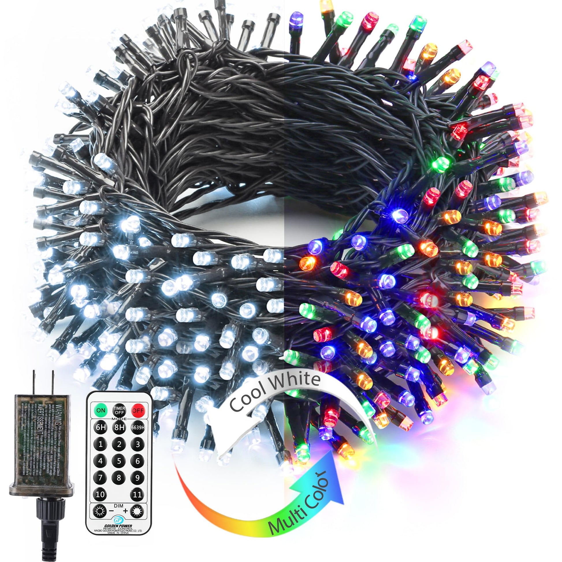 Brizled Christmas Lights, 344.16ft 1000 LED Color Changing Christmas String Lights with Remote, 11 Modes Xmas Tree Light Warm White & Multicolor Xmas Light Green Wire for Home Wedding Party