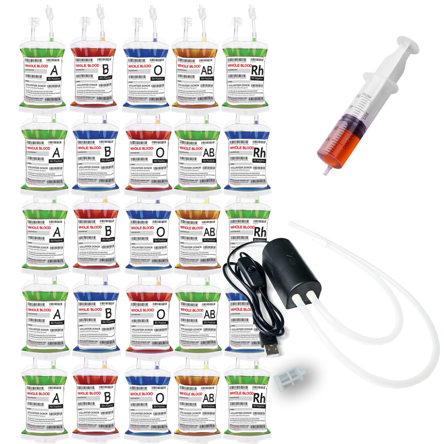 Blood Bags for Drinks, WYNK Live Blood of Theme Parties 350ML x 10 IV Bags with Syringe Halloween Party Cups for Halloween Zombie Party Christmas Carnival Theme Parties Children Funny Decoration