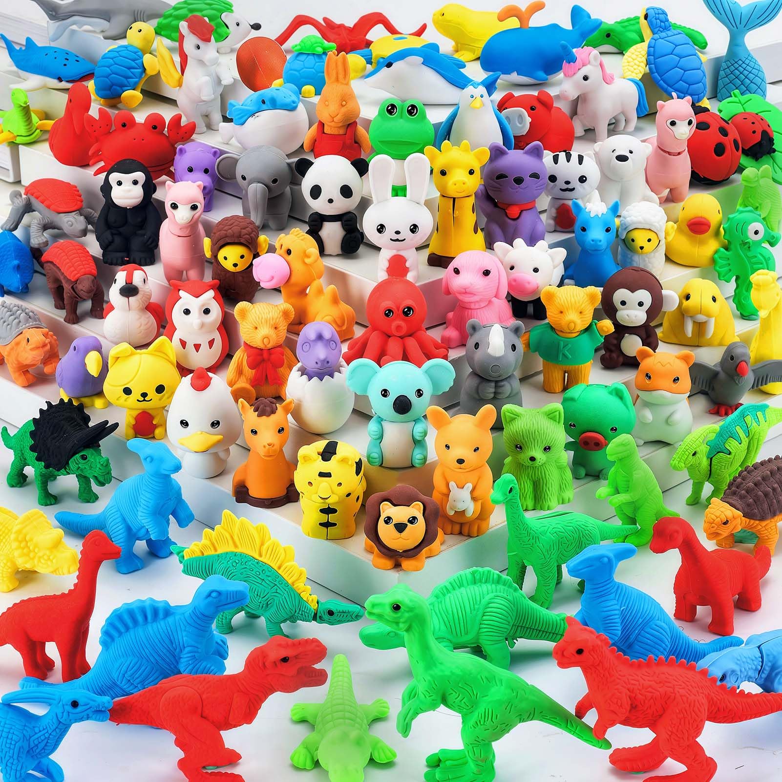 60Pcs Animal Erasers Desk Pets for Kids Animal Pencil Erasers Bulk Puzzle Eraser Toys Gifts for Classroom Prizes,Game Reward,Treasure Box,Easter Egg Fillers,Goodie Bag Stuffers,Party Favors