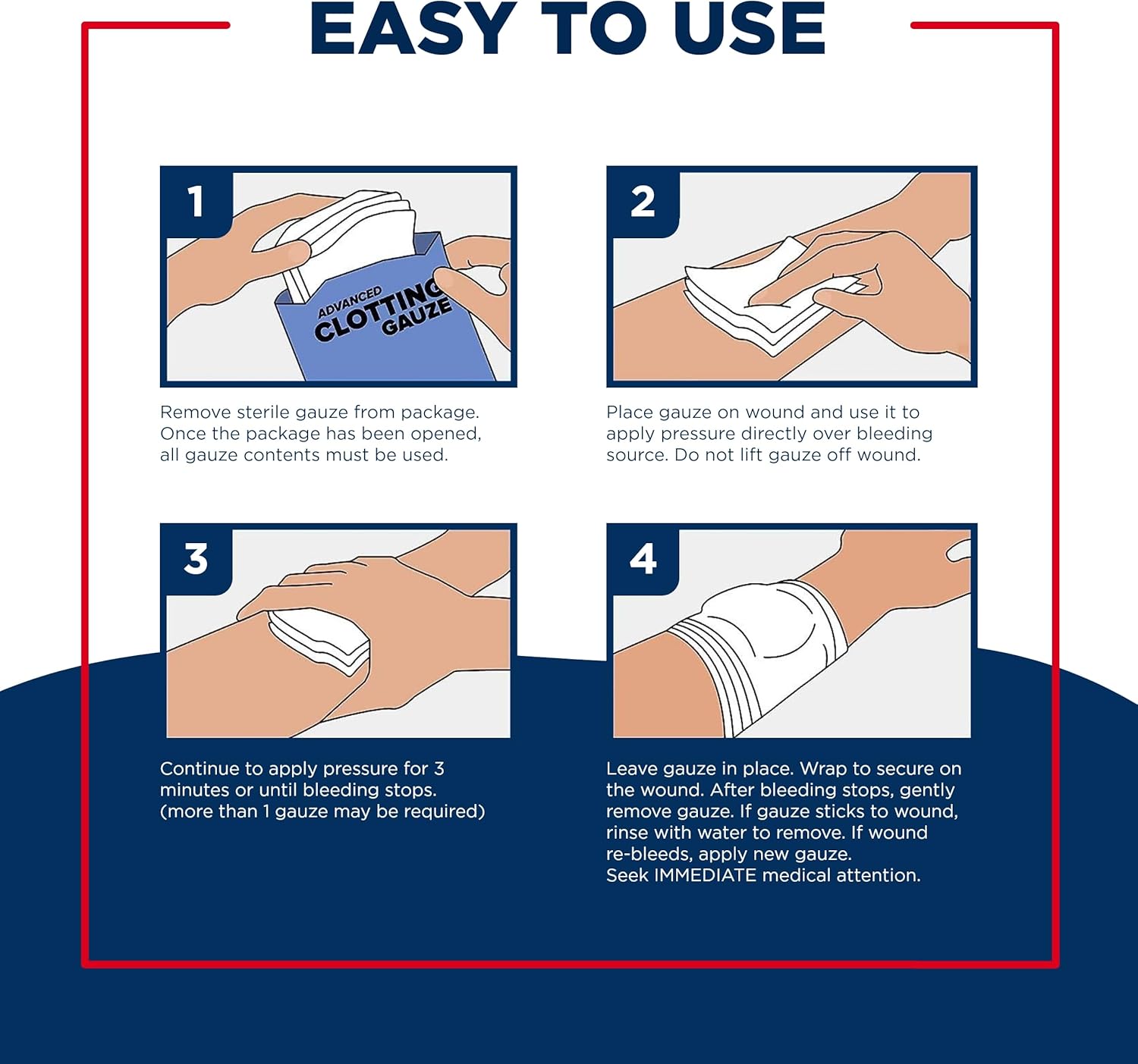 Adventure Medical Kits QuikClot Gauze - Flexible Hemostatic Medical Gauze for Emergency Survival or Disaster Preparedness Kits & More - Stops Bleeding Fast with Kaolin - 3" x 24"