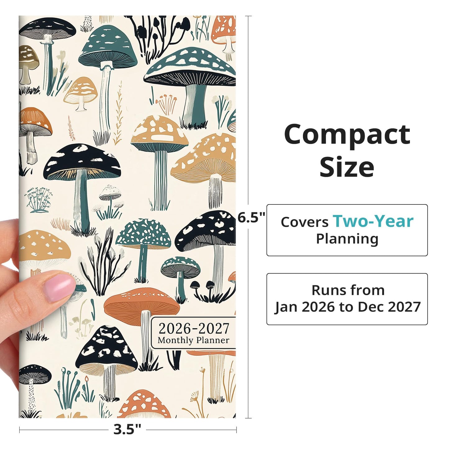 Pocket Calendar 2026-2027 for Purse, Two Year Monthly Planner Pocket Size, Jan 2026 to Dec 2027 Monthly Planner Small Size (6.5" x 3.5") - Wildflowers