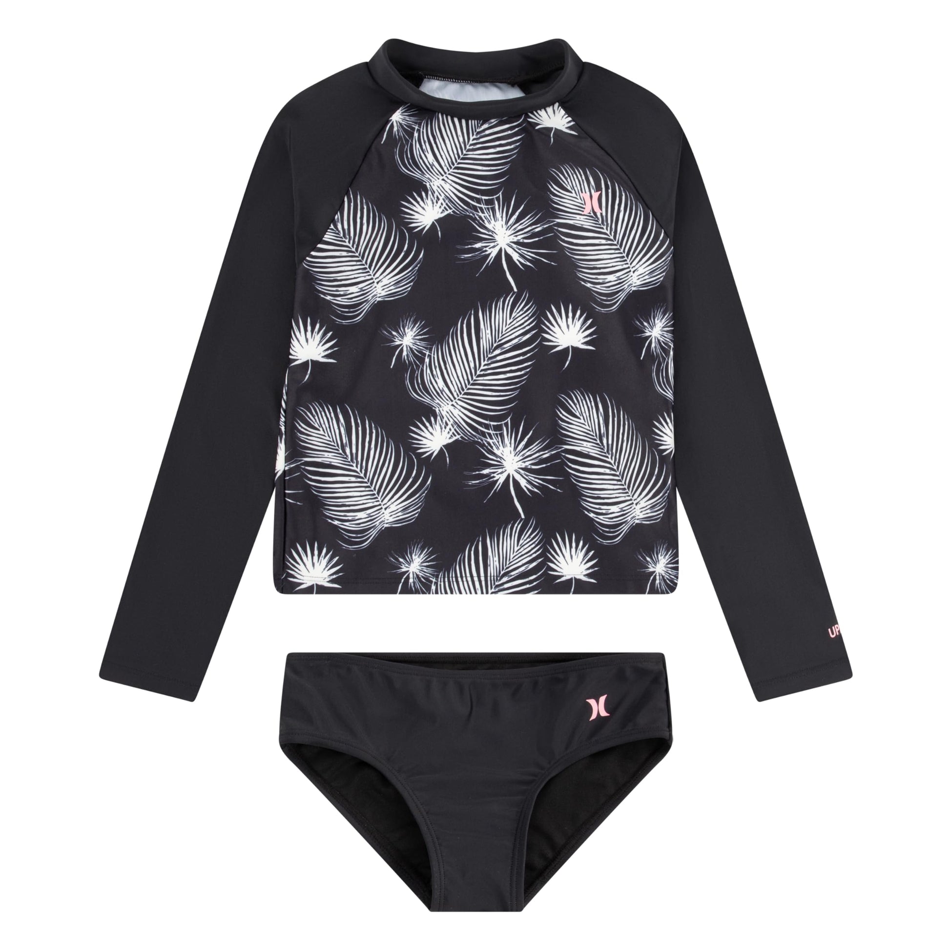 Hurley Girls Long Sleeve Rash Guard 2-Piece Swimsuit