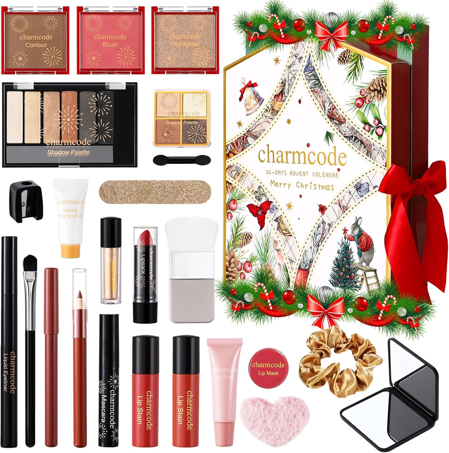 Makeup Advent Calendar 2025, 24 Days Christmas Countdown Calendar Gift Set for Adult Women Teen Girls, Xmas Holiday Beauty & Cosmetic Surprise Make up Kit for Women Full Kit