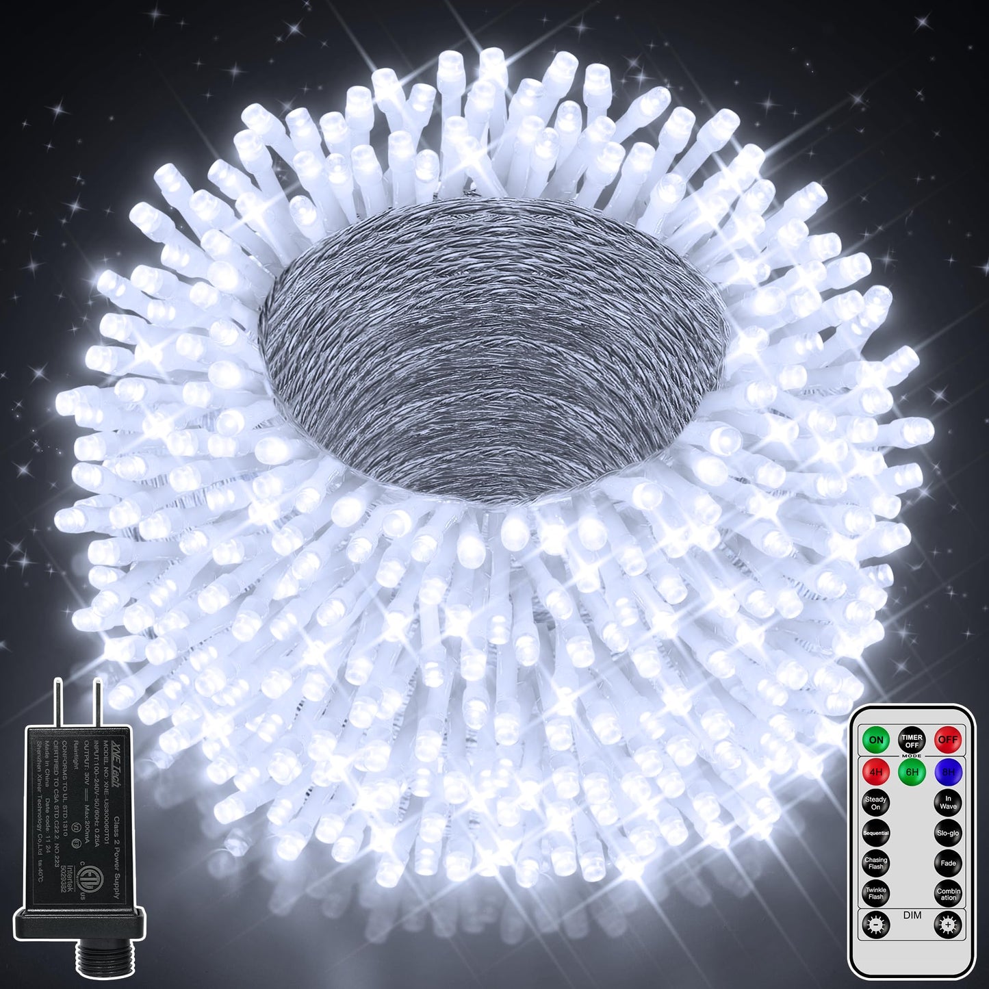 328FT 1000 LED Christmas Lights Outdoor Waterproof, Timer & Memory Function, 8 Modes Warm White String Lights Plug in Twinkle Lights for Xmas Tree Holiday Garden Party Decor