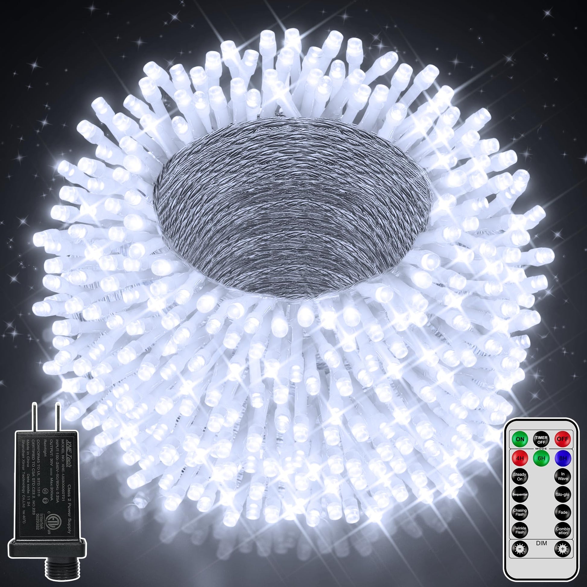 328FT 1000 LED Christmas Lights Outdoor Waterproof, Timer & Memory Function, 8 Modes Warm White String Lights Plug in Twinkle Lights for Xmas Tree Holiday Garden Party Decor